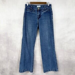 Kim Rogers Women Wide Leg Jeans Size 6 Stretch Trouser Minimal Capsule Mid Rise